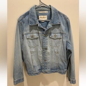 Eddie Bauer Denim Trucker Jacket Womens Light Blue Large